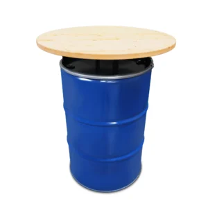 Olievat statafel 200L - Blauw - Met houten blad