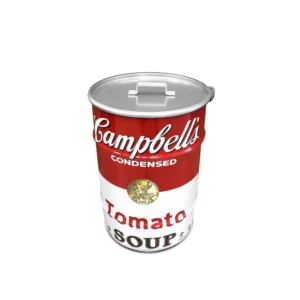 Olievat prullenbak 60L - Campbell Soup - Met handvat deksel