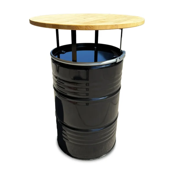 Olievat statafel 200L -Houten blad- 80cm inc 25cm hoge houders