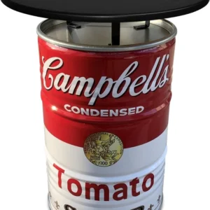 Olievat statafel 200L - Campbell Soup - Met zwart blad - 80cm