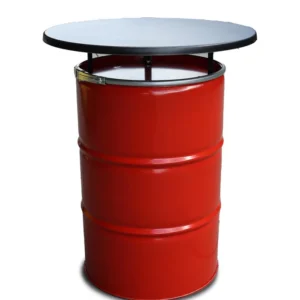Olievat statafel 200L - Rood - Met zwart blad