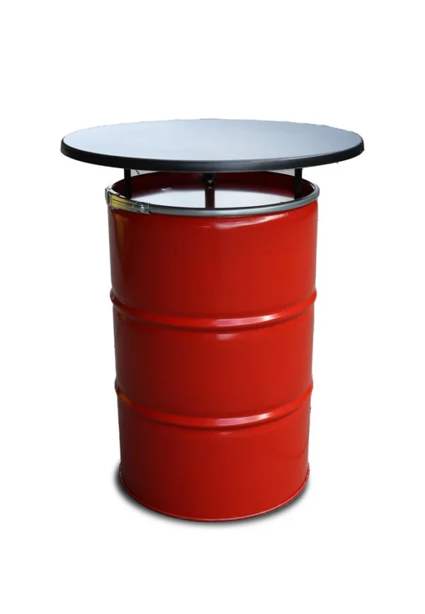 Olievat statafel 200L - Rood - Met zwart blad
