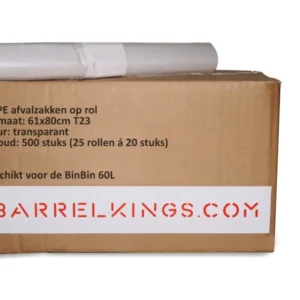 Afvalzak voor 60L prullenbak - Transparant - 500 stuks