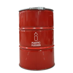 Statiegeld prullenbak 200L - Rood - Plastic flessen - Met gat