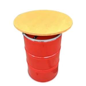 Olievat statafel 200L - Rood - Met houten blad